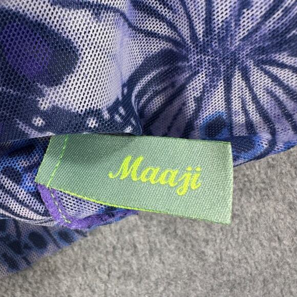 Maaji Sheer Cami Swim Top Women's Large Purple Floral Strappy Crossover - Picture 4 of 6